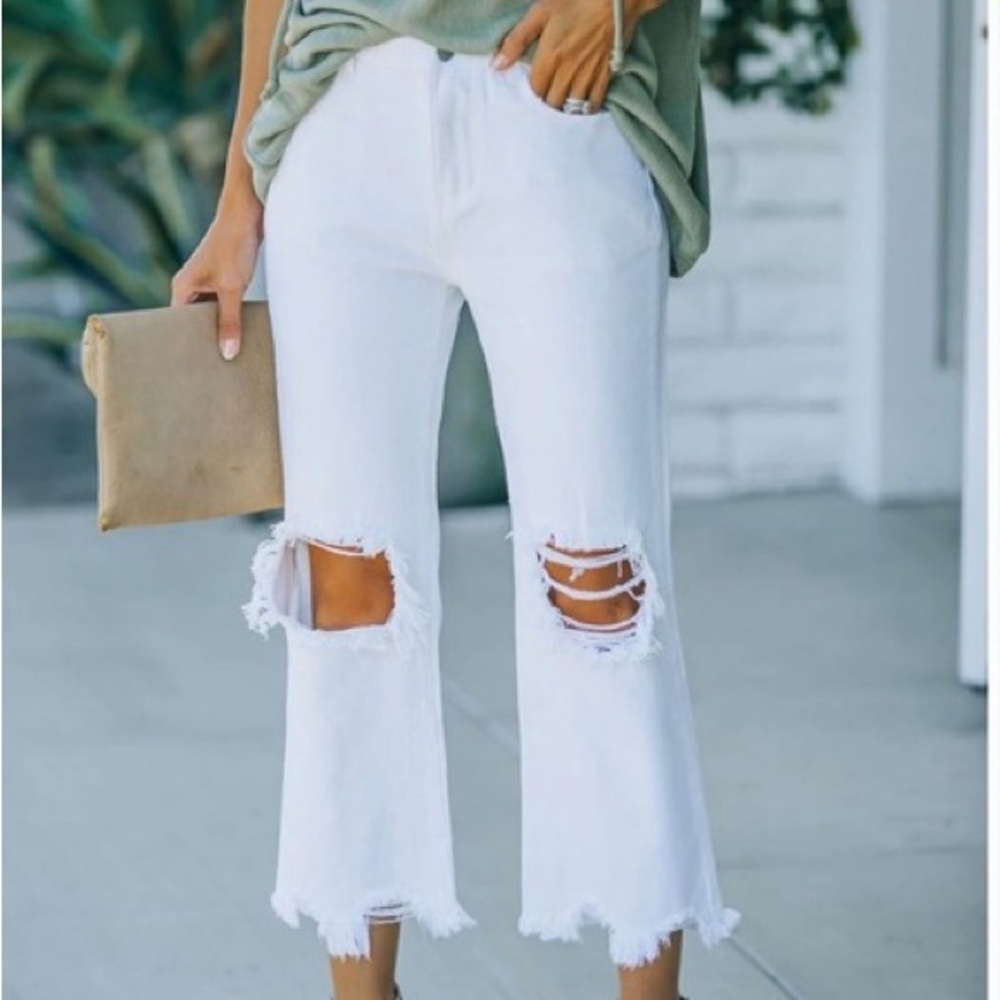 VICI Wide leg White Jeans | Size SMALL